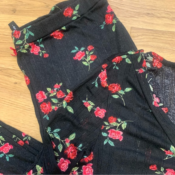 For Love and Lemons Pointelle Long Sleeve Pants Pajama Floral Rose set - Picture 7 of 16